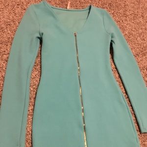 Aqua blue long sleeve dress